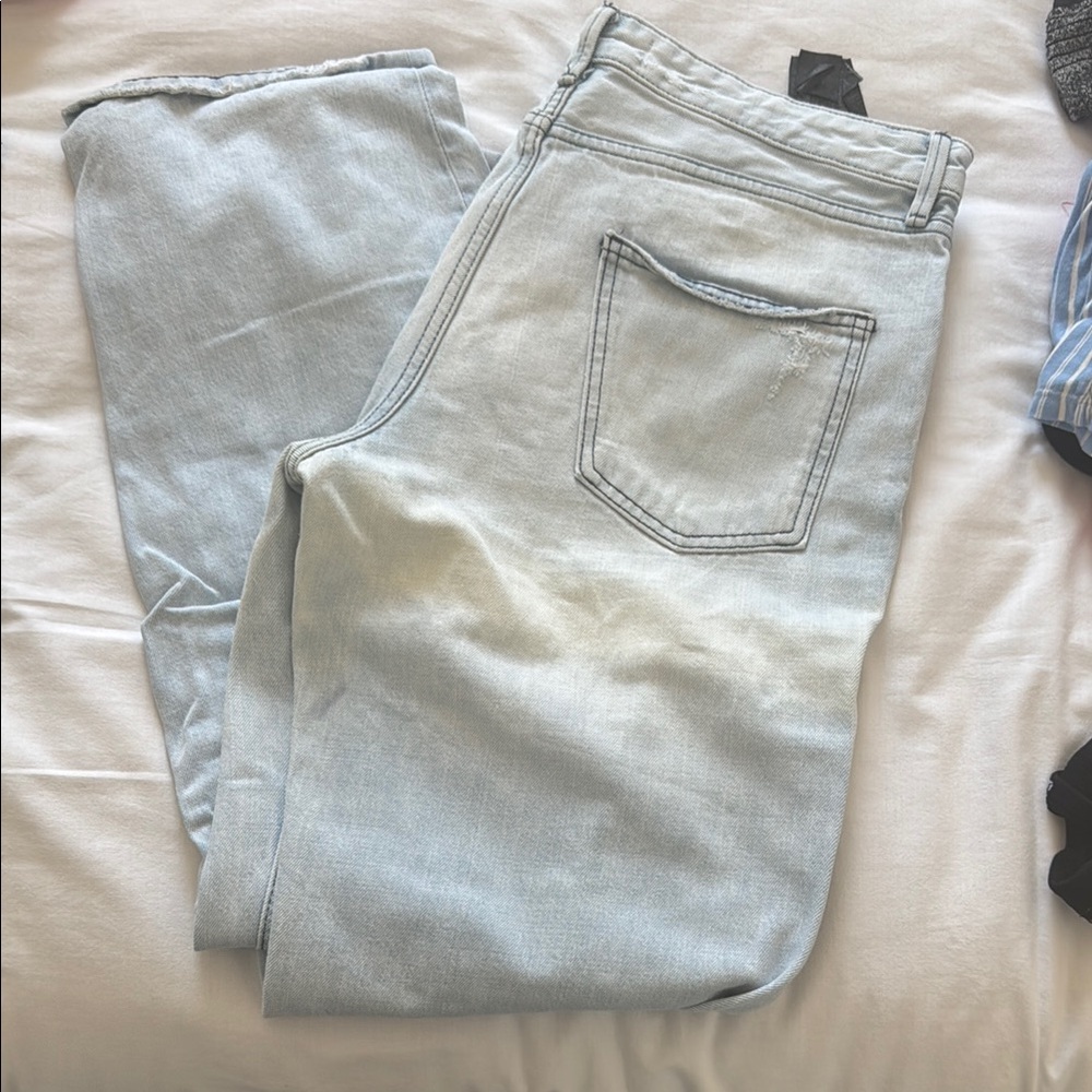 Zara Sky Blue Distressed Jeans